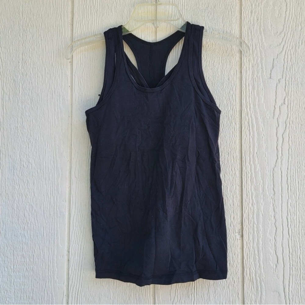 lululemon black work out tank top yoga tank women's sz 4.